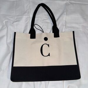 Black and Cream Monogram C Tote Bag